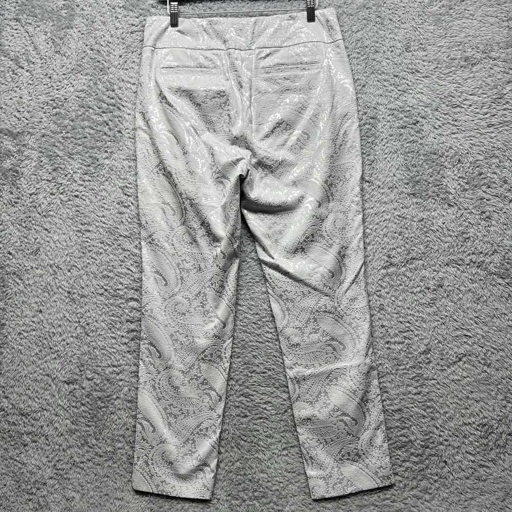 Soft Surroundings Pants Womens Medium Gray Paisley Shimmer Ankle Elegant Pull On